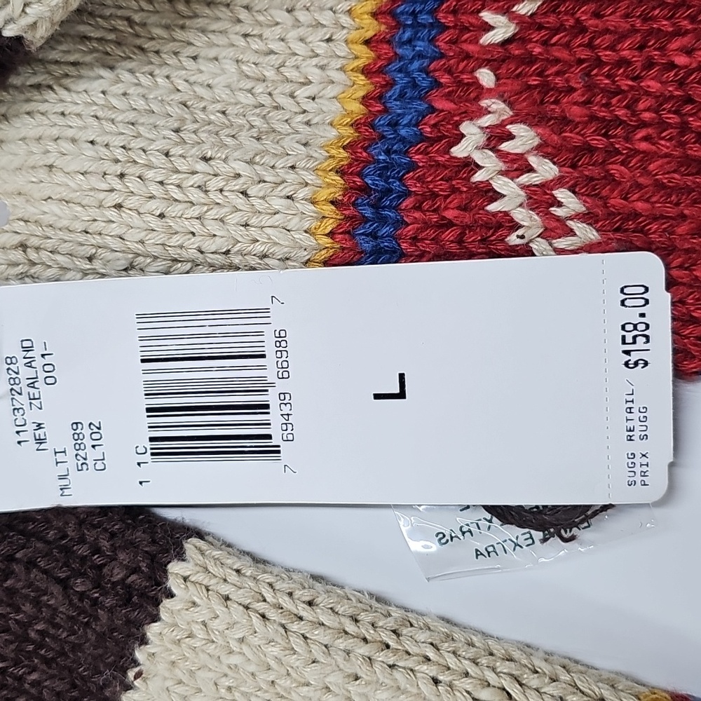Vtg Lauren Ralph Lauren Brown Mock Neck Southwest Hand Knit Sweater Sz L, NEW - Picture 6 of 10